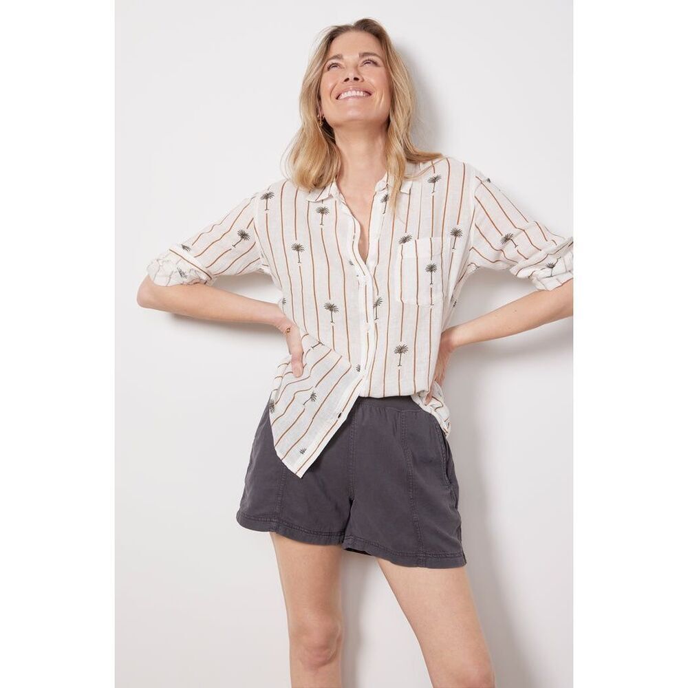 Faherty Arlie Day Linen Blend Shorts Small Grey Pull On #783